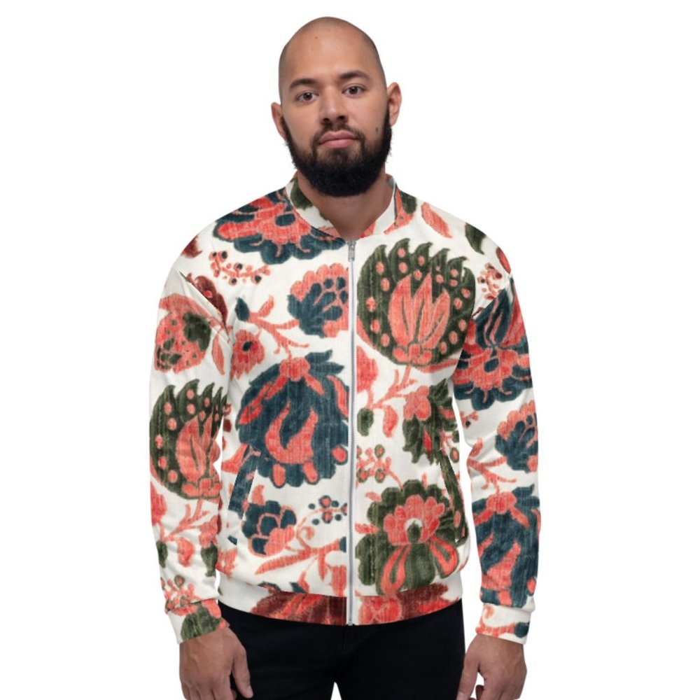 Italian Floral Pattern Vintage Unisex Bomber Jackets.